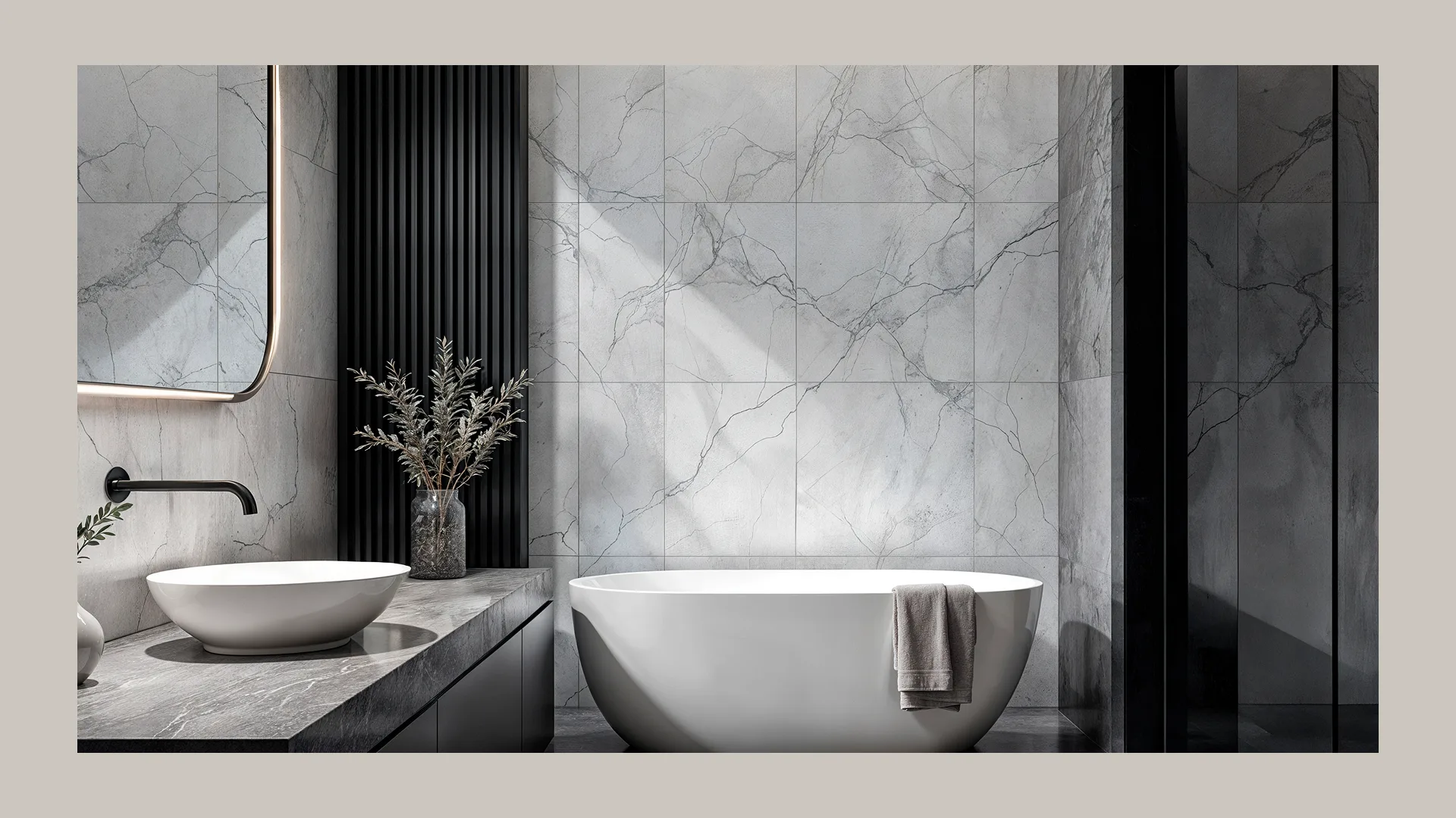 Luxury marble bathroom interior — Guava Homes visual direction